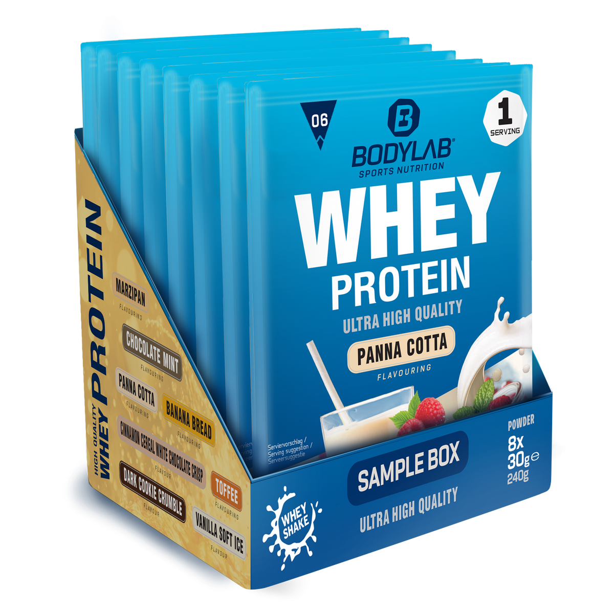 Whey Protein Probierboxen (8 Proben je 30g) Probierbox 6 (8x30g)