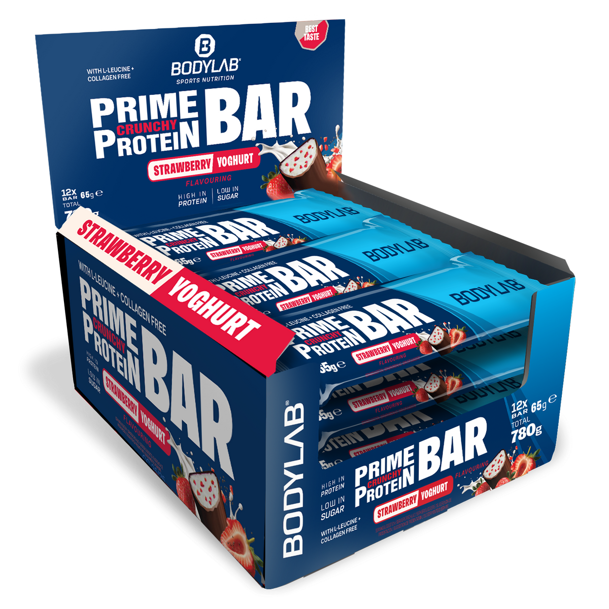 Prime Crunchy Protein Bar - 3g Leucin (12x65g) Strawberry Yoghurt