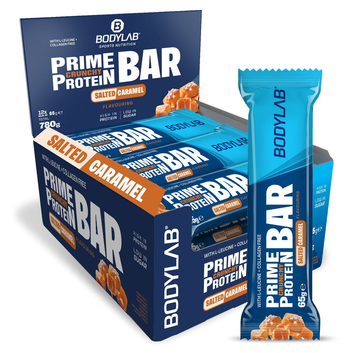 Prime Crunchy Protein Bar - 2 g Leucin (12x65g) Salted Caramel