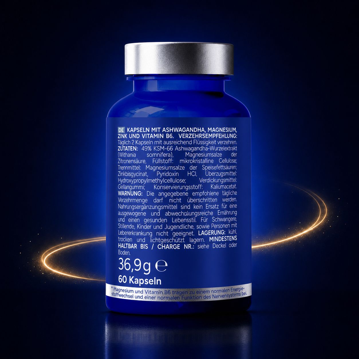 Ashwa+ Ashwagandha KSM-66® mit Magnesium, Zink & Vitamin B6 (60 Kapseln)