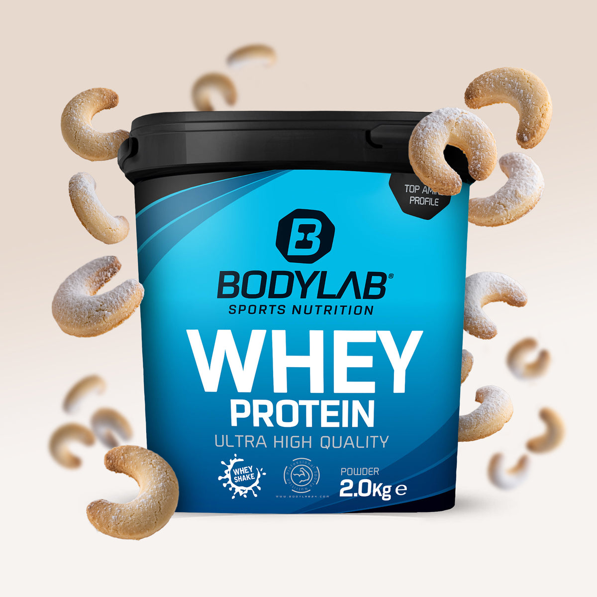 Whey Protein (2000g) Nusskipferl (nut crescents)