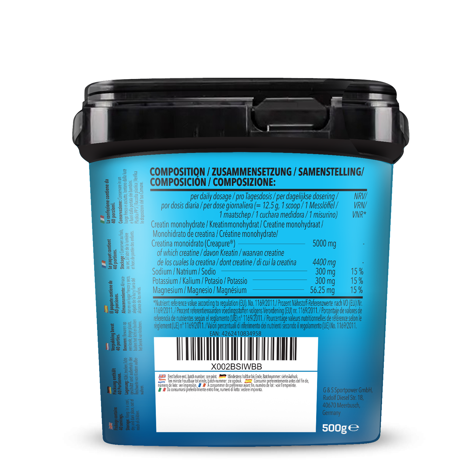 Electrolytes + Creatine Drink (500g) Blaue Himbeere