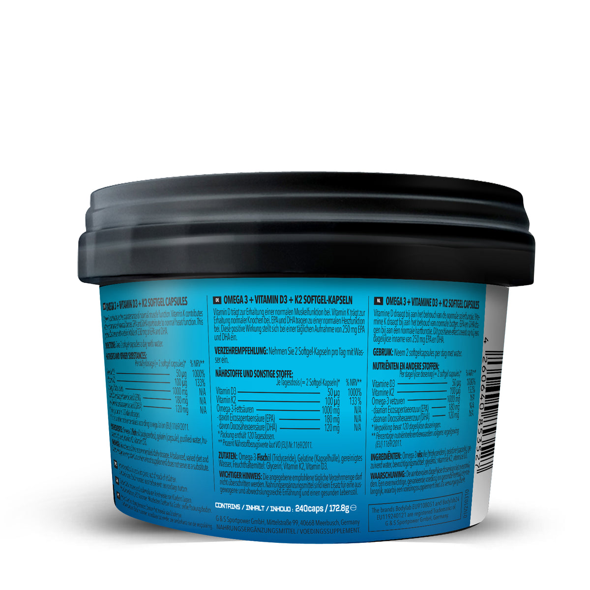 Omega 3 + D3 + K2 (Omega-3 Triglycerid + Vitamine) (240 Kapseln)