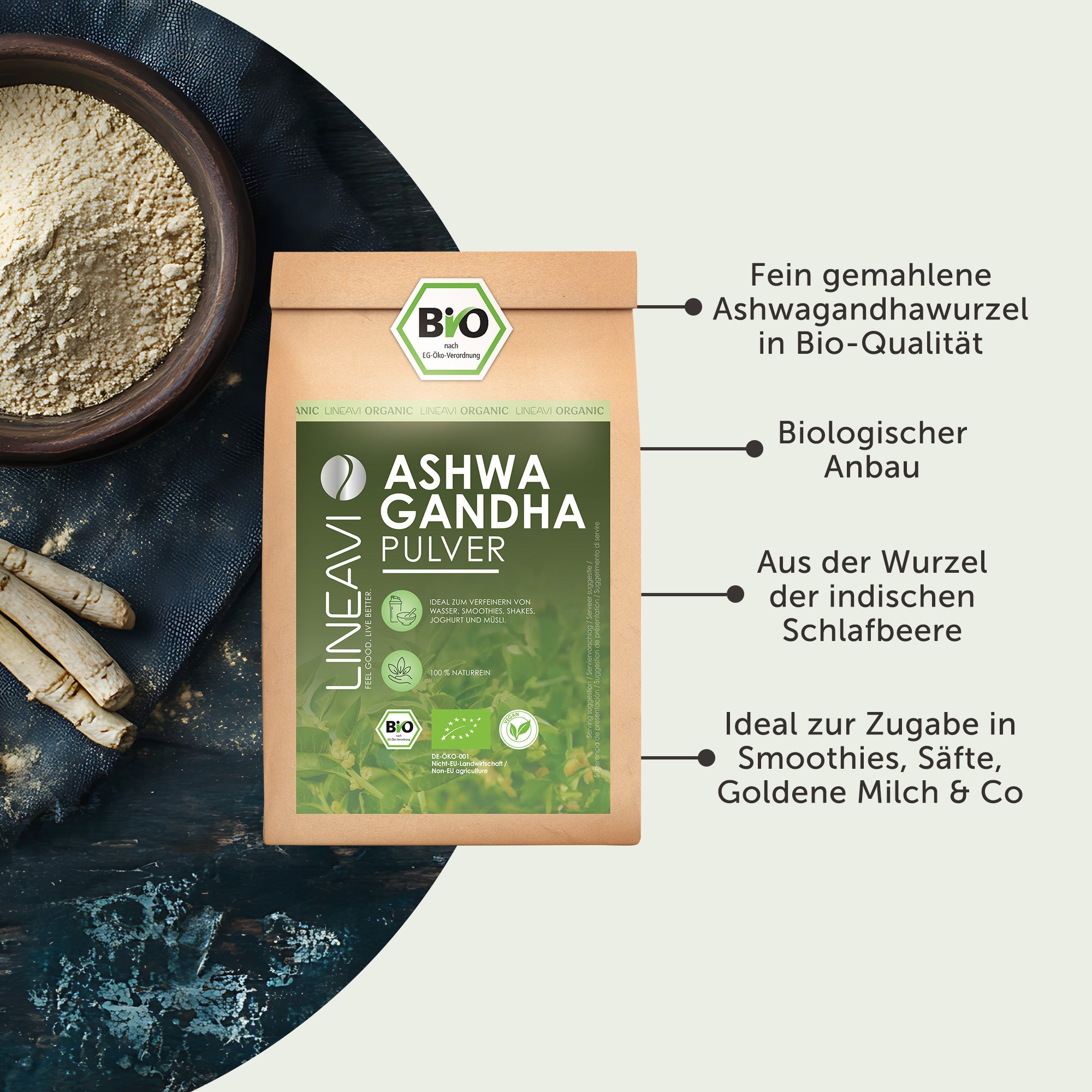 Bio Ashwagandhapulver (1000g)