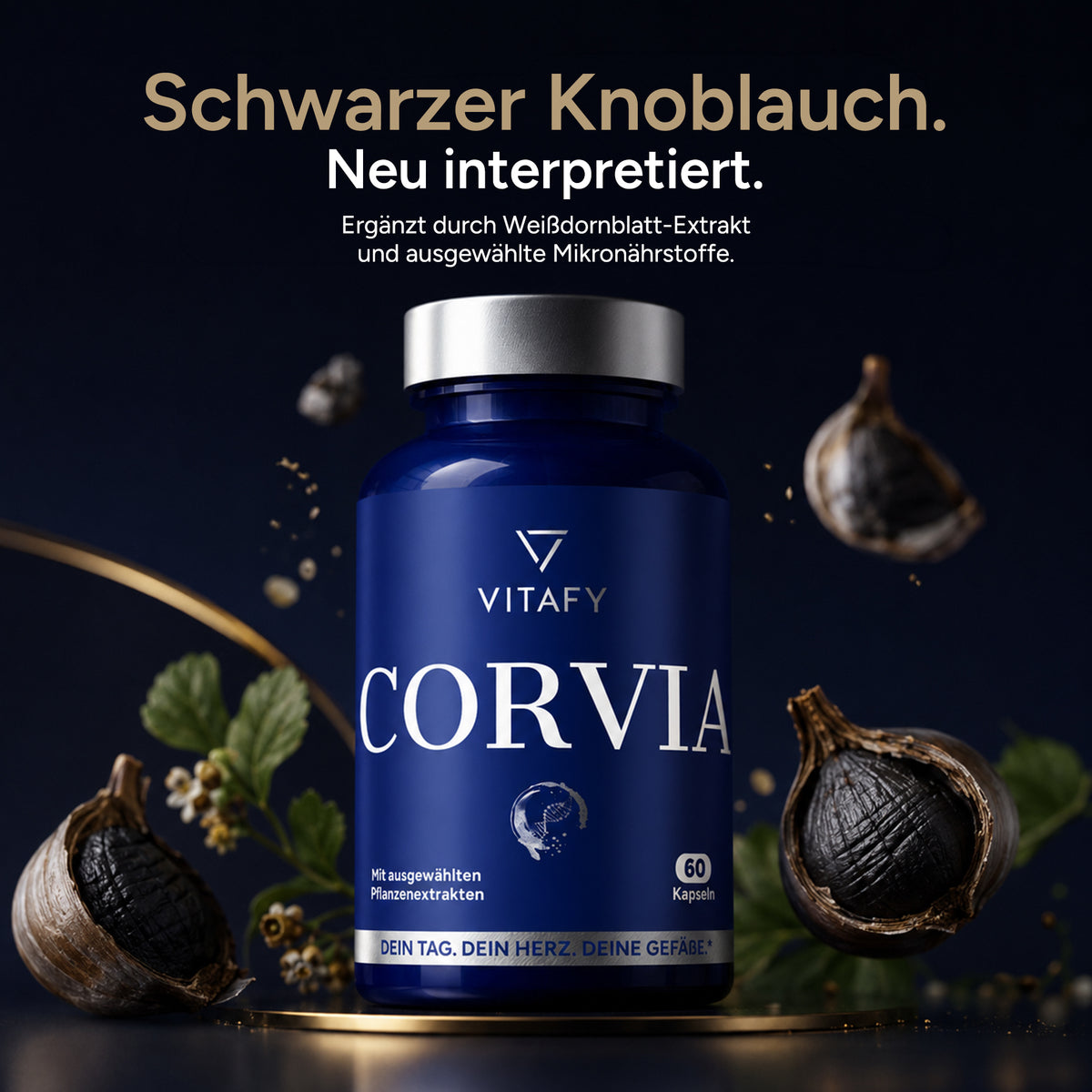 CORVIA - Herz Gefäß Komplex mit schwarzem Knoblauch (60 Kapseln)