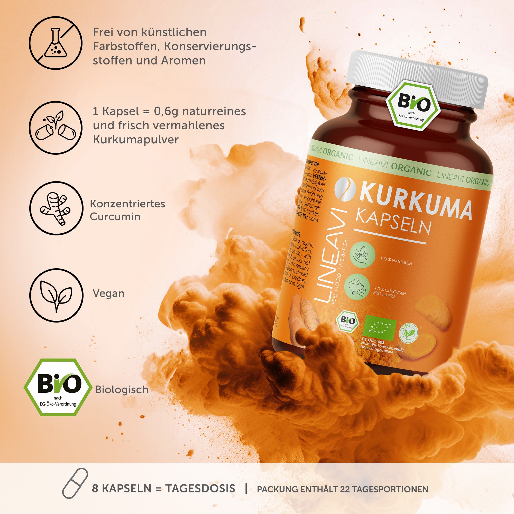 Bio Kurkuma Kapseln (180 Kapseln)