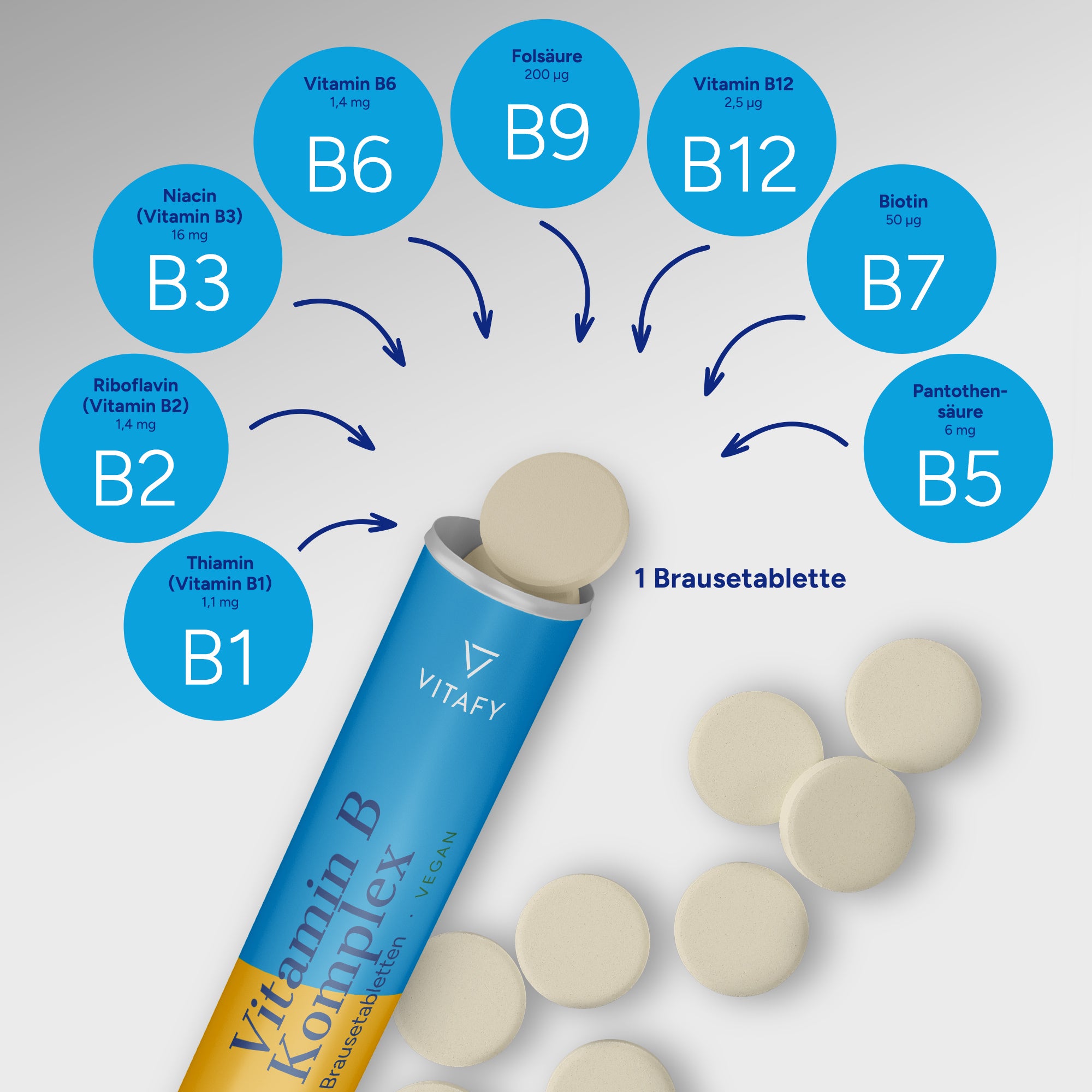 Vitamin B Komplex - Orange (20 Brausetabletten) - 6er Pack