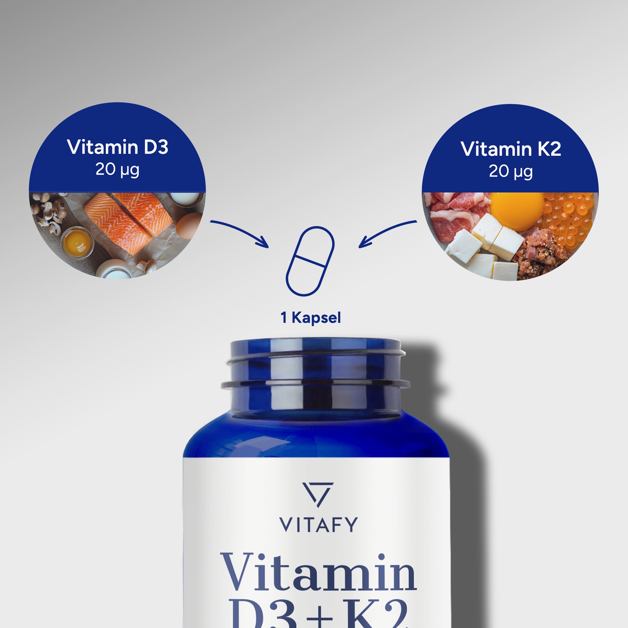 Vitamin D3 + K2 (90 Kapseln)