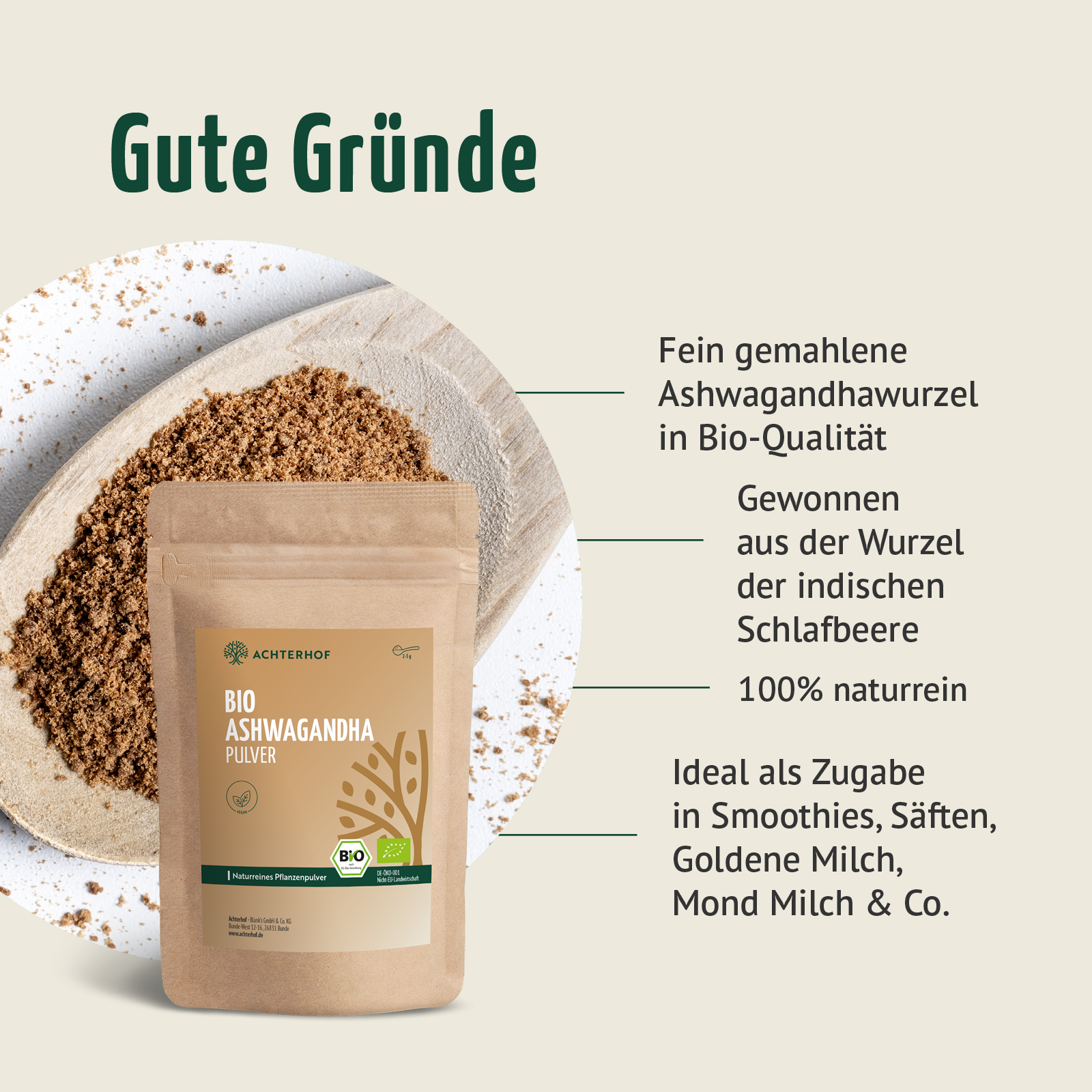 Ashwagandha Pulver Bio (500g)