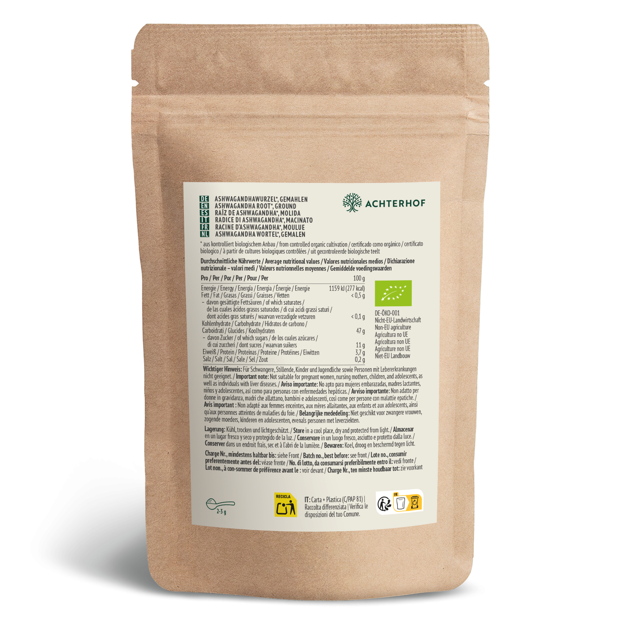 Ashwagandha Pulver Bio (1000g)