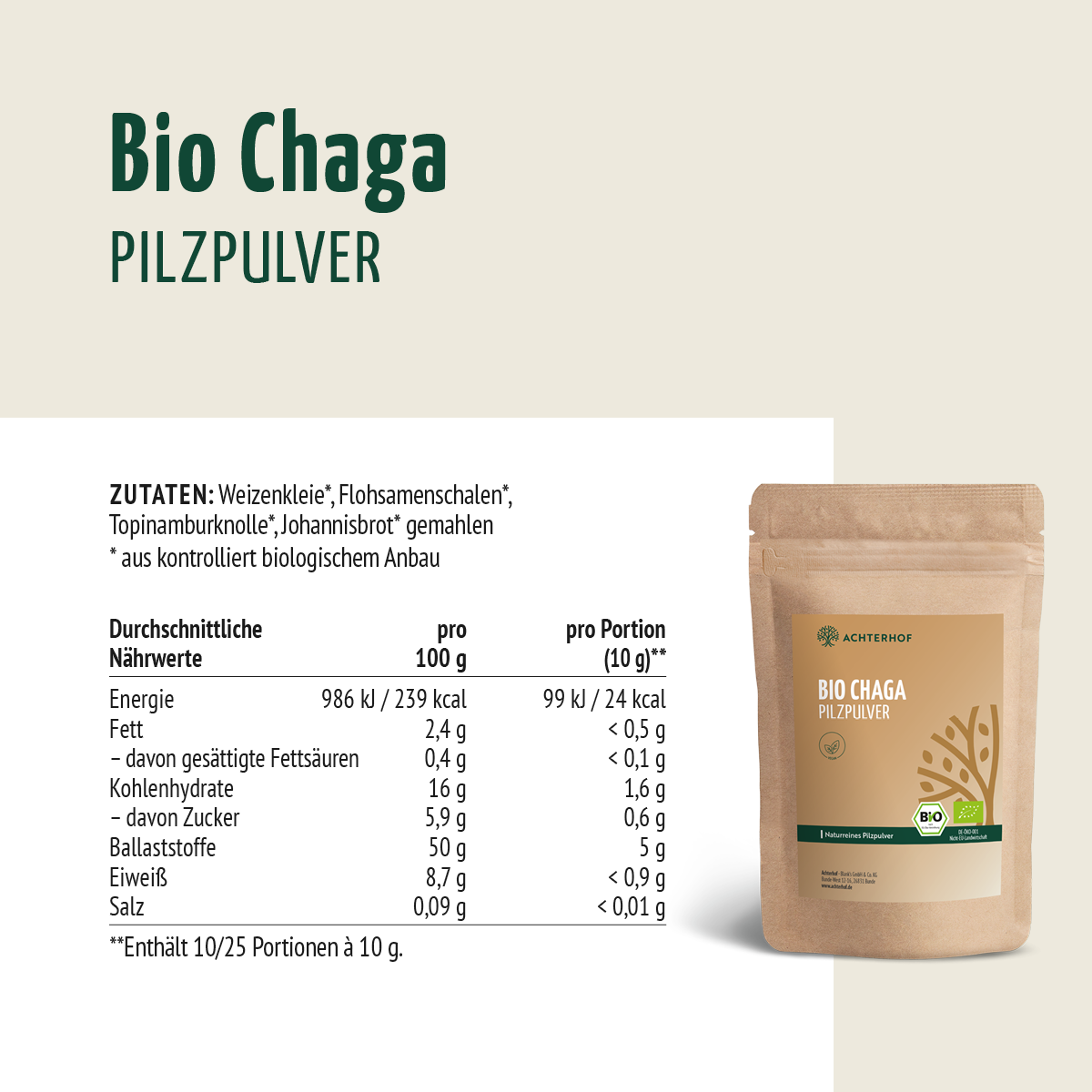 Bio Chaga Pilzpulver (100g)