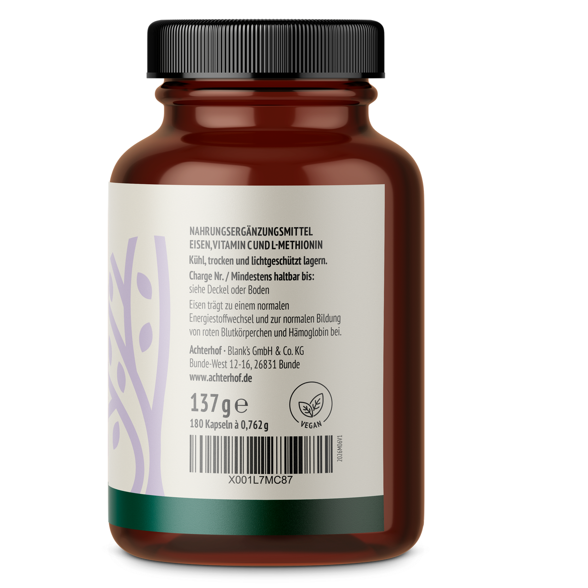Eisen + Vitamin C Kapseln (180 Kapseln)