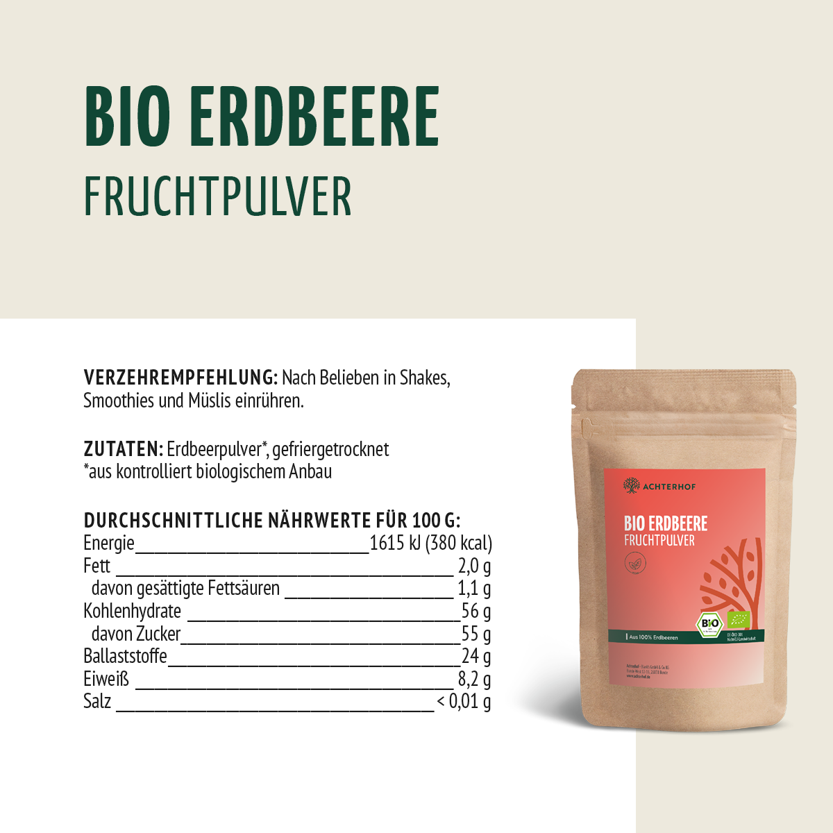 Bio Erdbeere Fruchtpulver (250g)