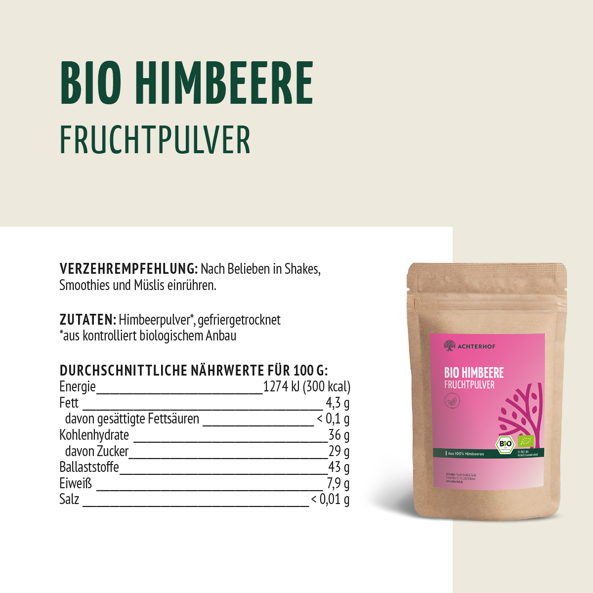 Bio Himbeere Fruchtpulver (100g)