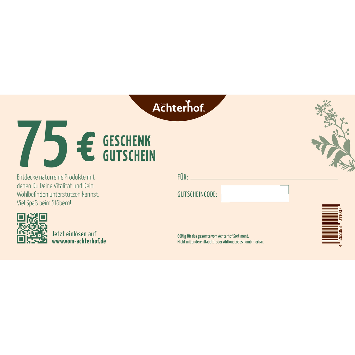 Geschenkgutschein 75 Euro