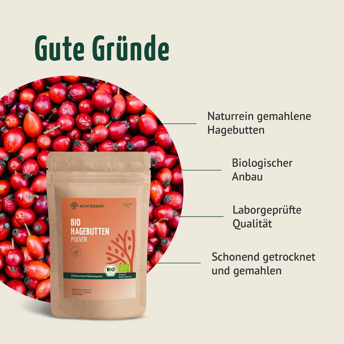 Bio Hagebutten Pulver (500g)