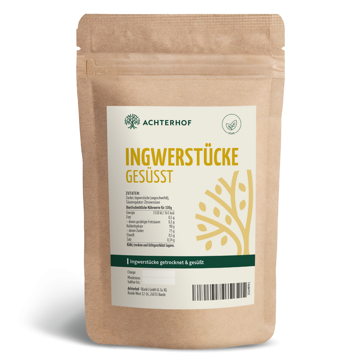 Ingwerstücke gesüßt (250g)