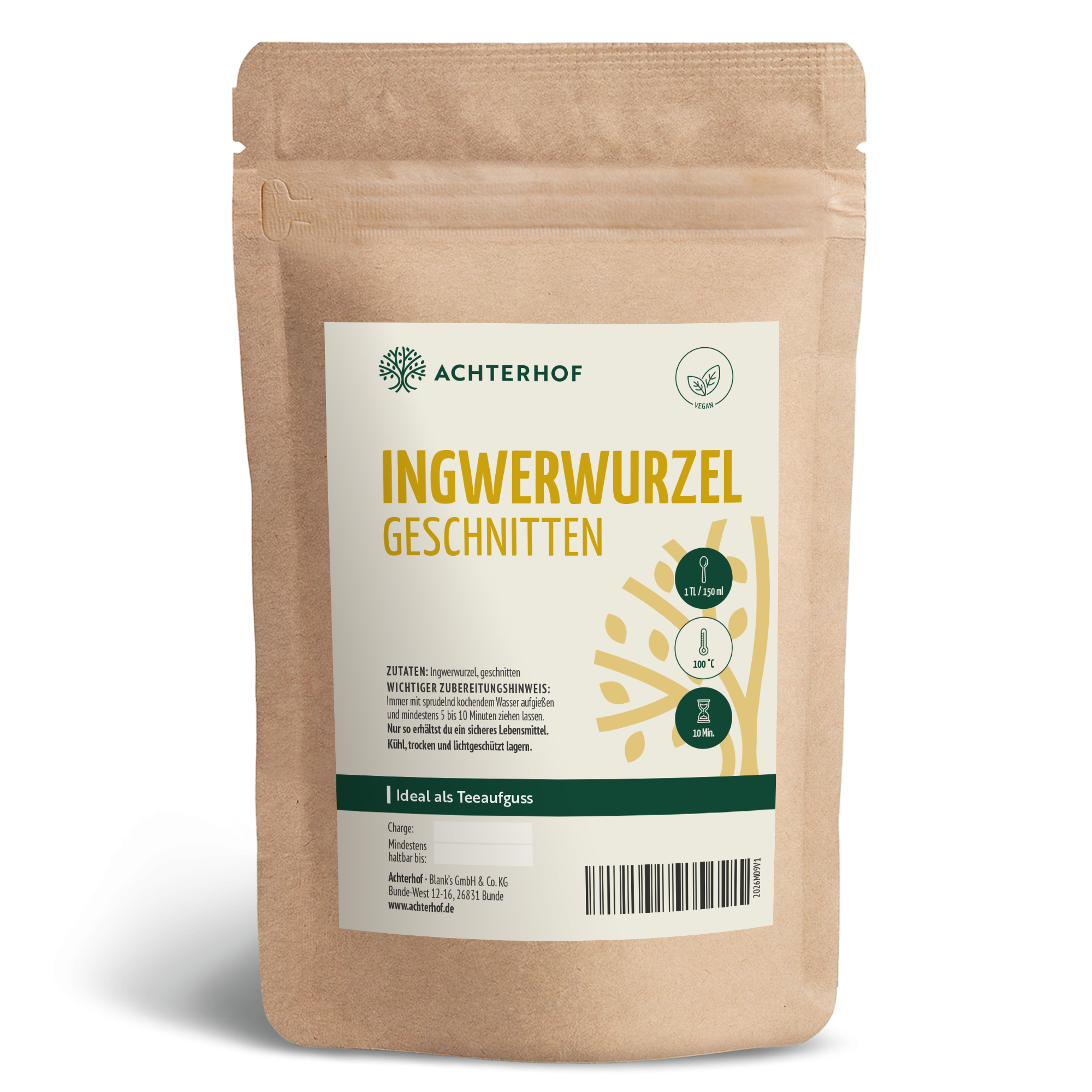 Ingwerwurzel geschnitten (250g)