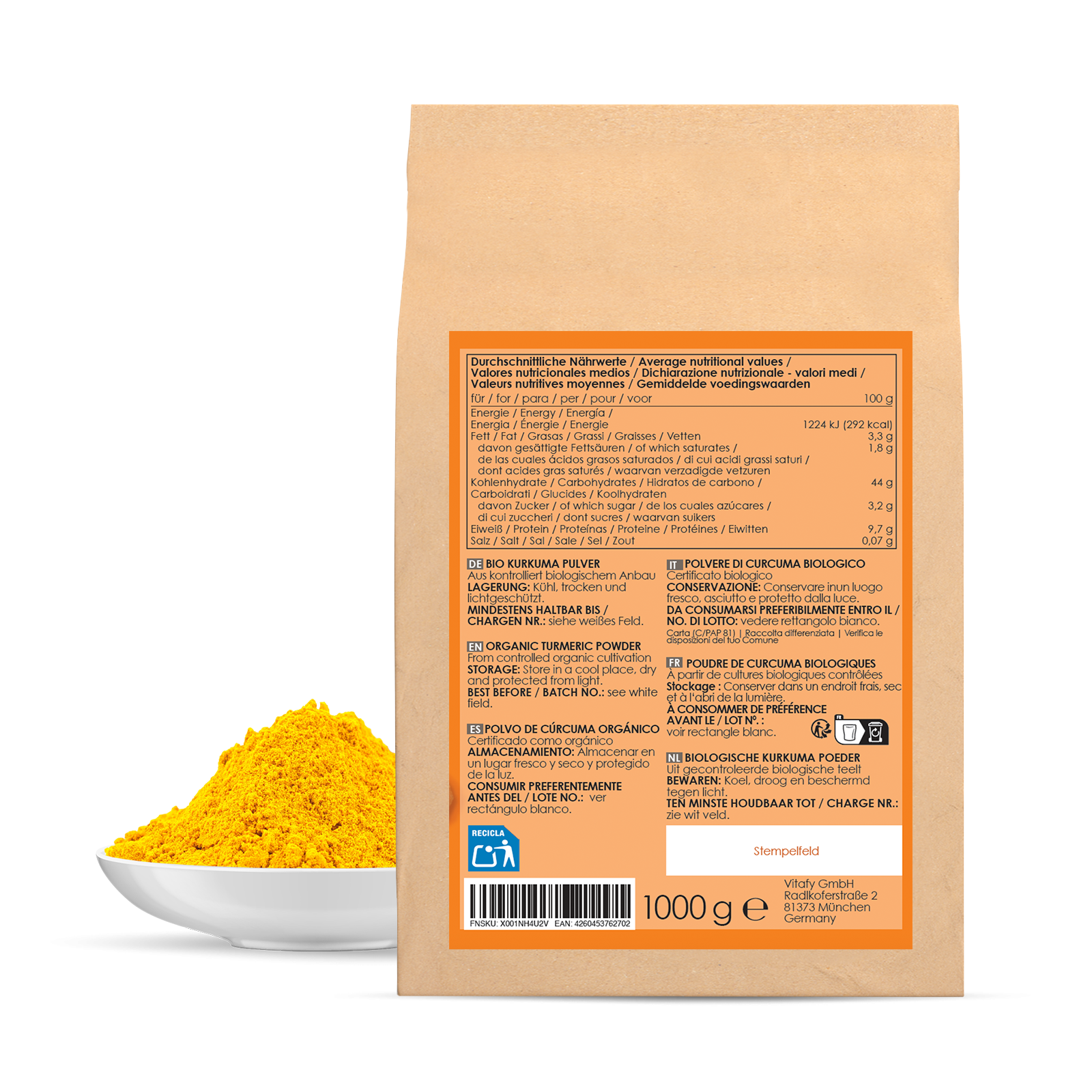 Bio Kurkumapulver (1000g)
