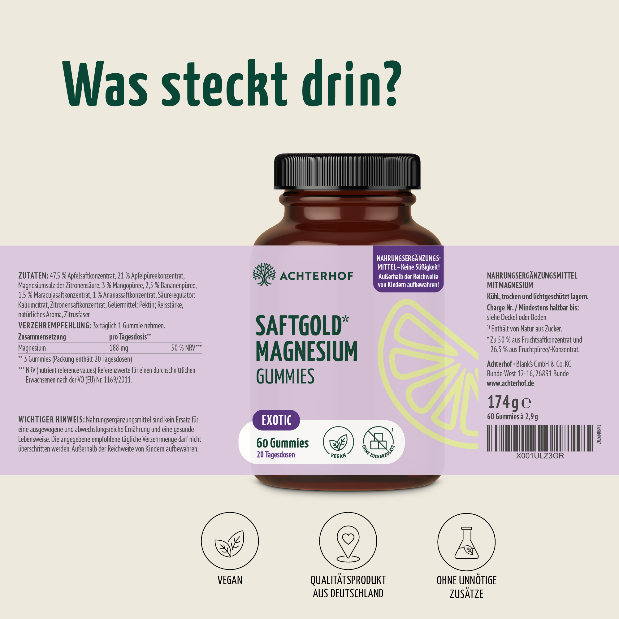 Saftgold Magnesium Gummies Exotische Früchte (60 Stück)