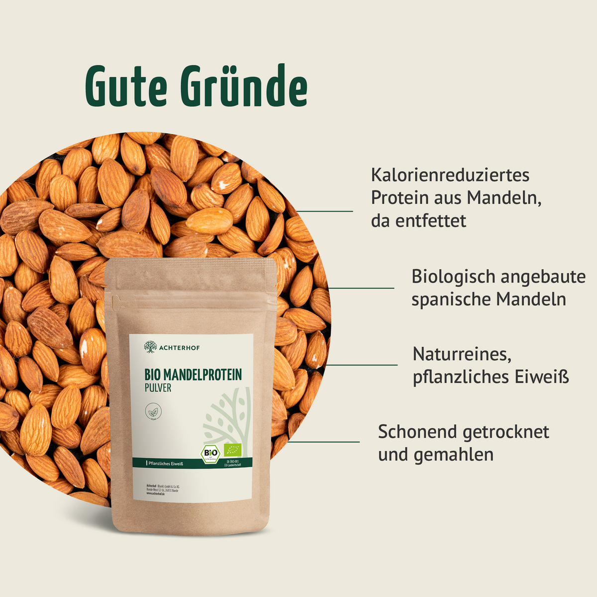 Bio Mandelprotein Pulver (1000g)