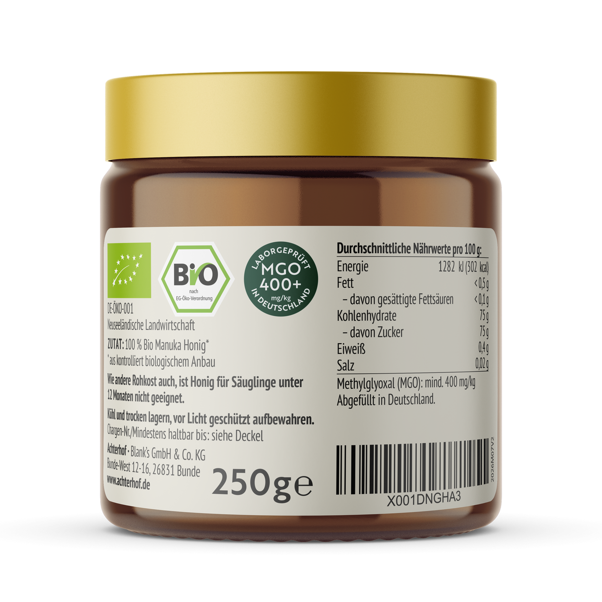 Manuka Honig Bio MGO 400+ (250g)