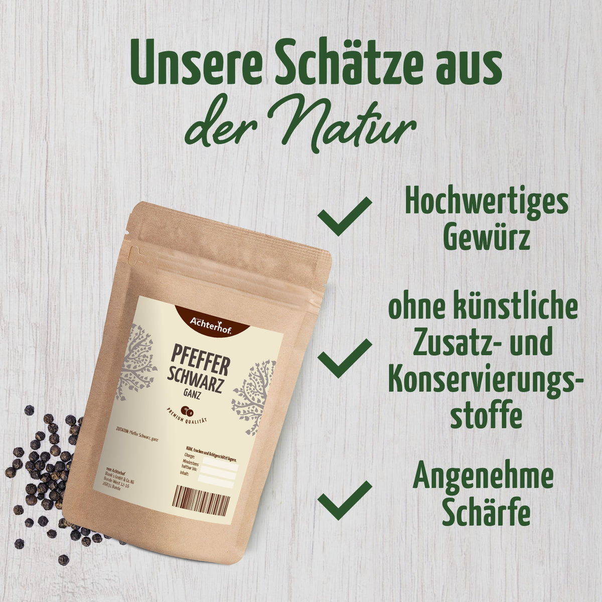 Pfeffer schwarz ganz (500g)