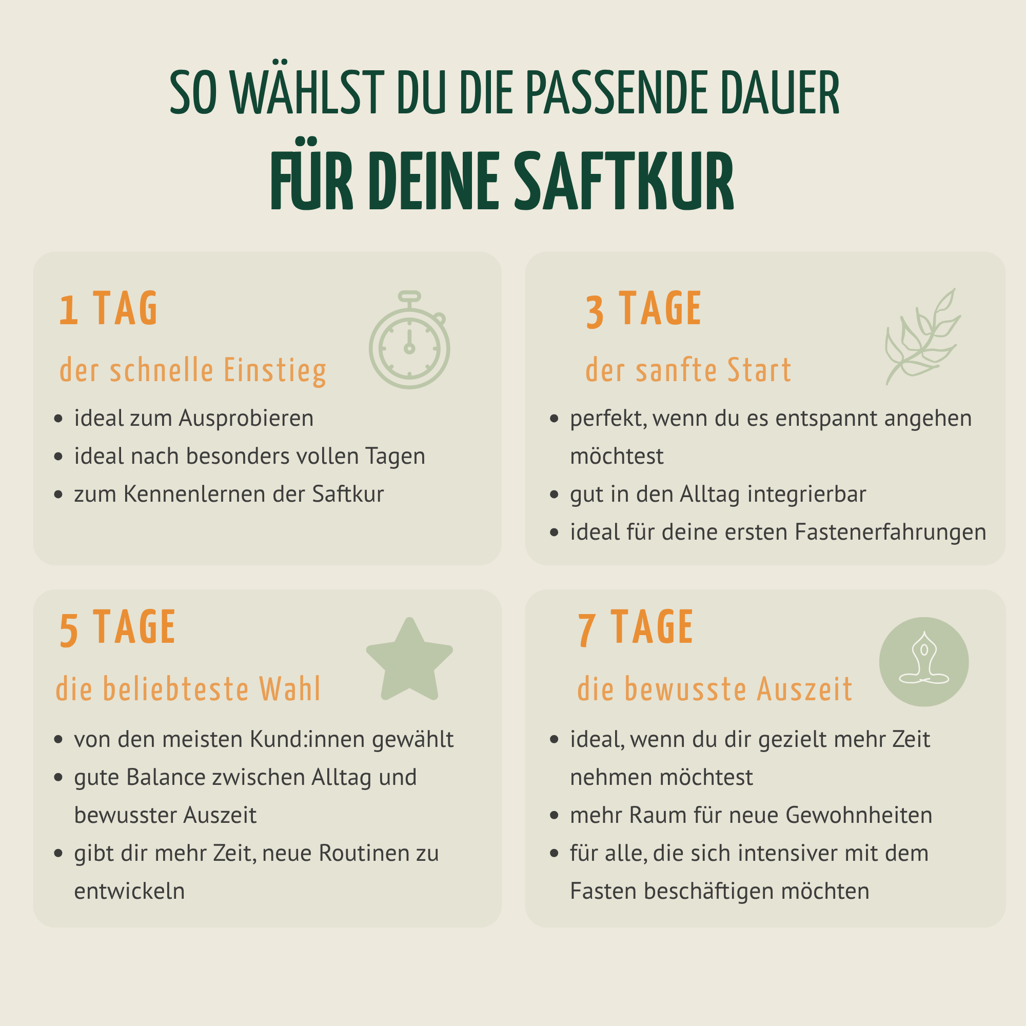 Saftzeit Bio Fastenkur 1-7 Tage (6 Flaschen pro Tag)