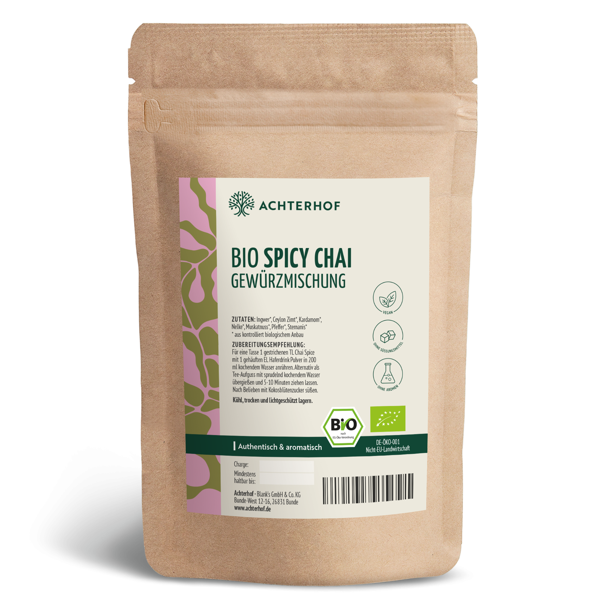 Bio Spicy Chai Gewürzmischung – zuckerfrei (500g)