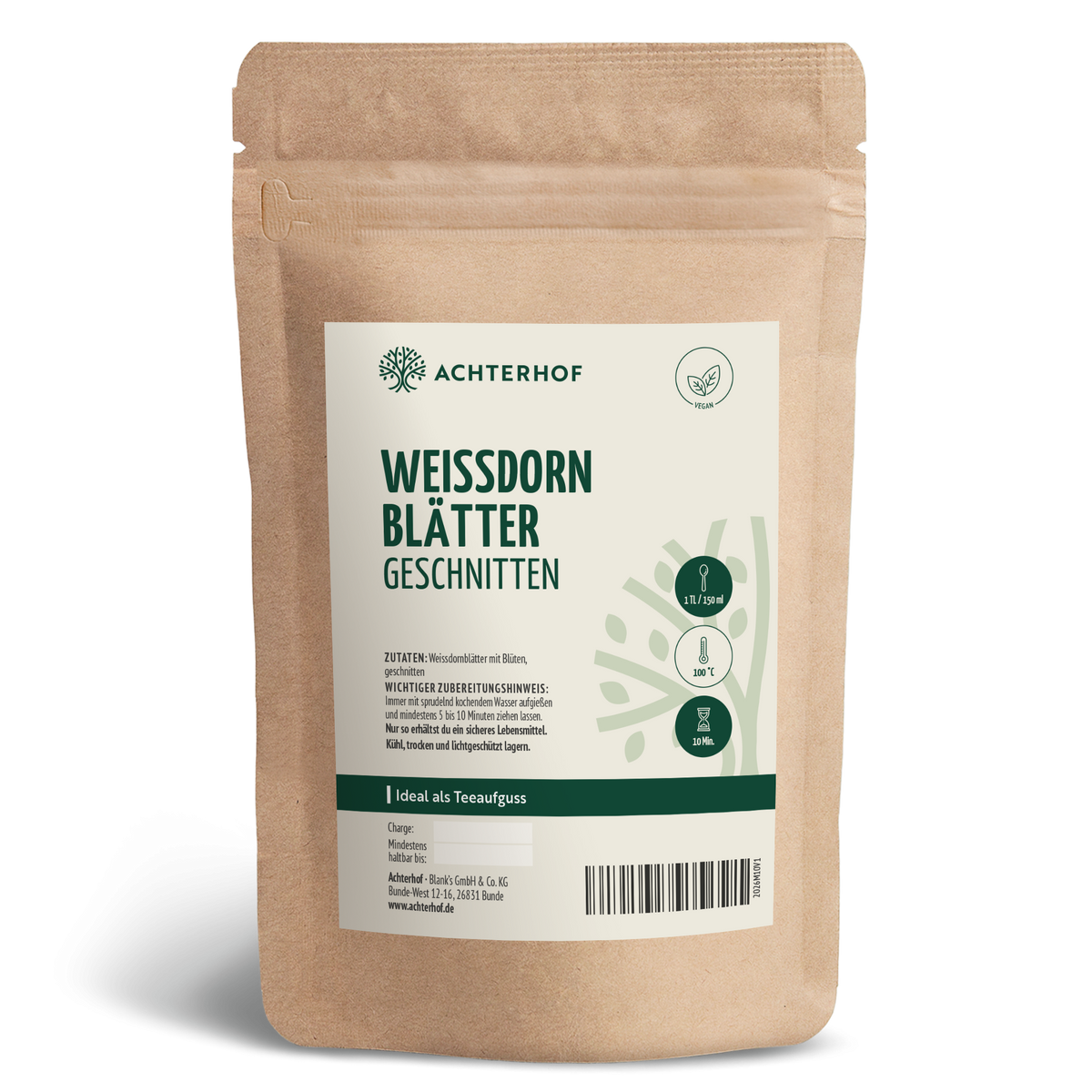 Weißdornblätter mit Blüten geschnitten (500g)