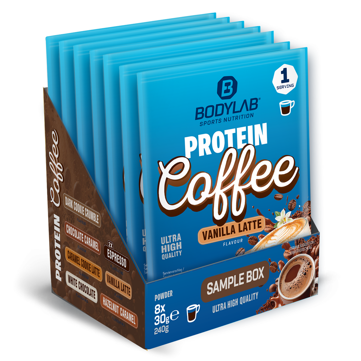 Protein Coffee Probierbox (8 Proben je 30g)