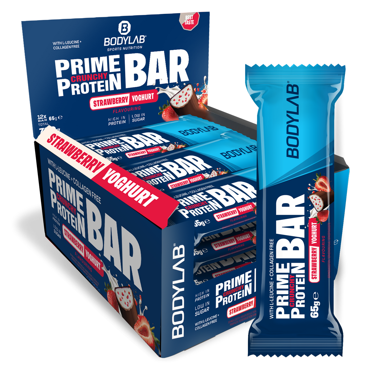 Prime Crunchy Protein Bar - 3g Leucin (12x65g) Strawberry Yoghurt