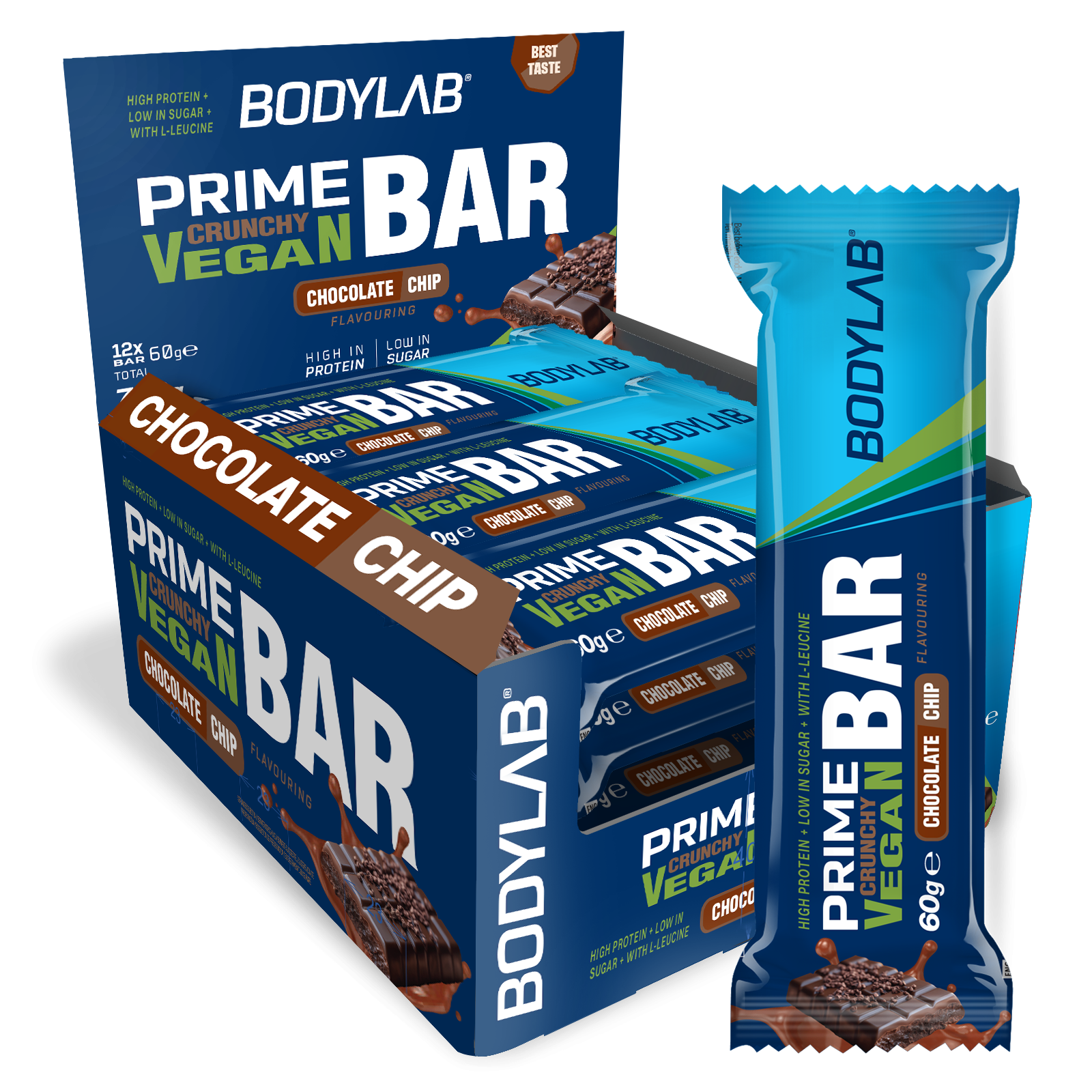 Prime Crunchy Vegan Bar (12x60g) Chocolate Chip