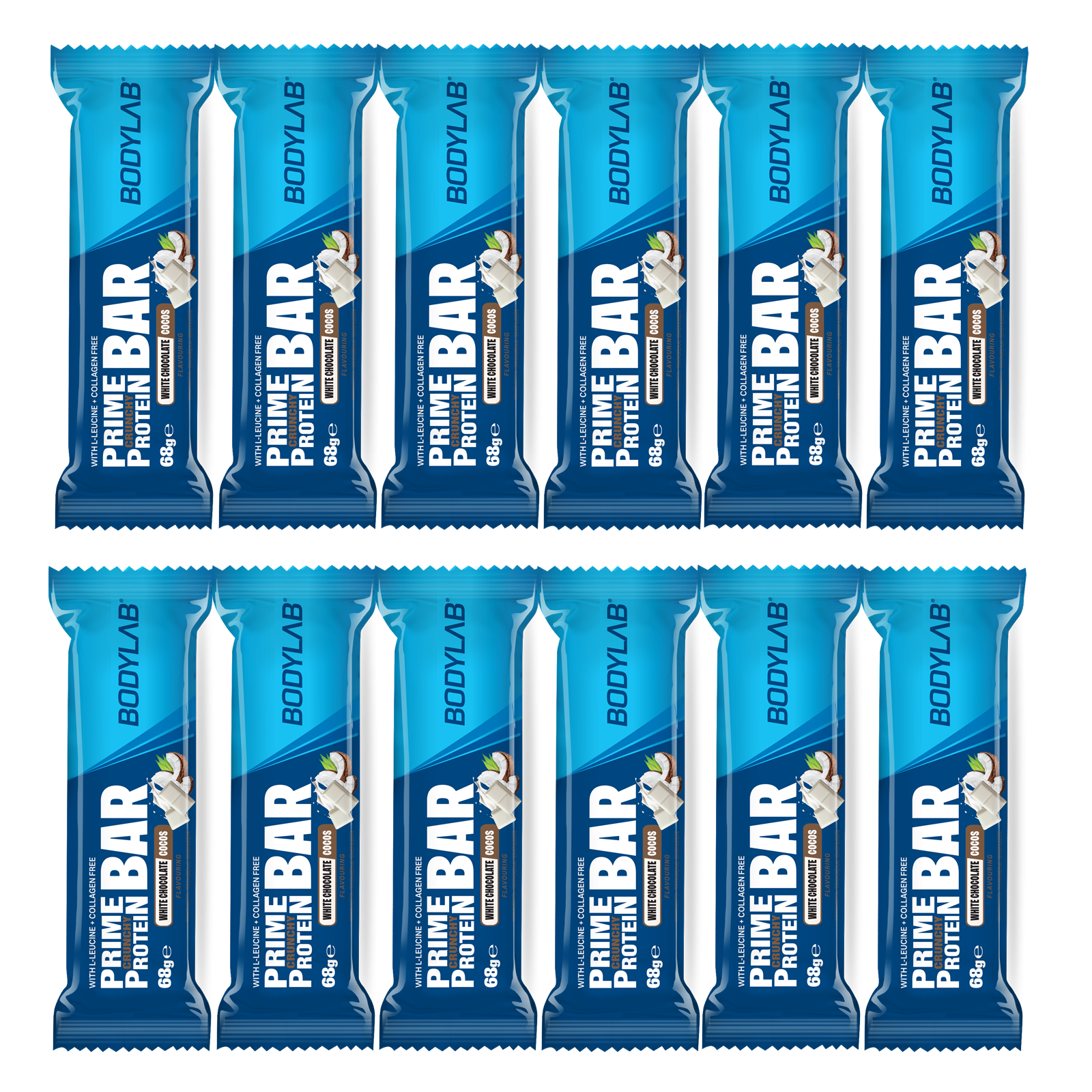 Prime Crunchy Protein Bar - 3g Leucin (12x65g) White Chocolate & Coconut
