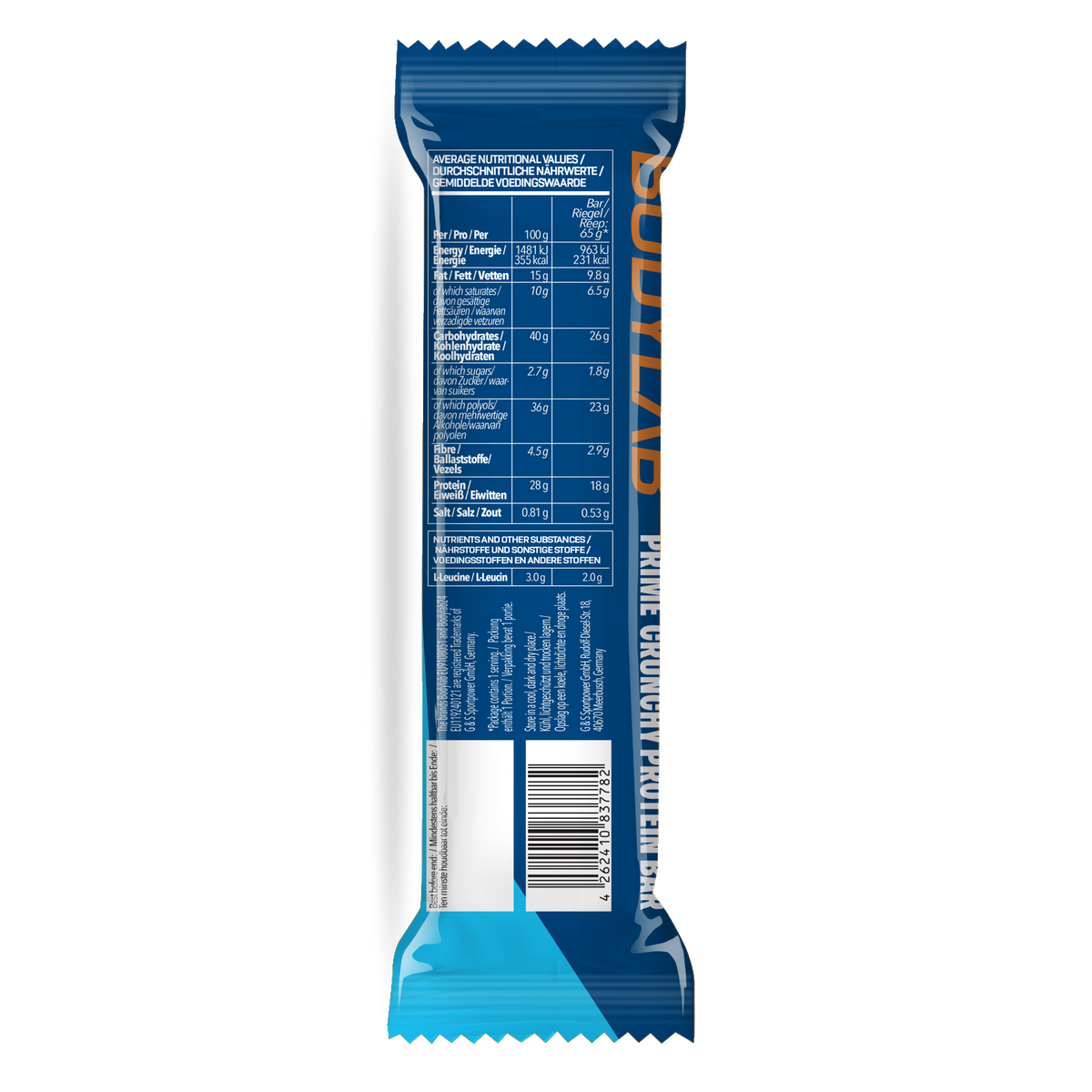 Prime Crunchy Protein Bar - 2 g Leucin (12x65g) Salted Caramel