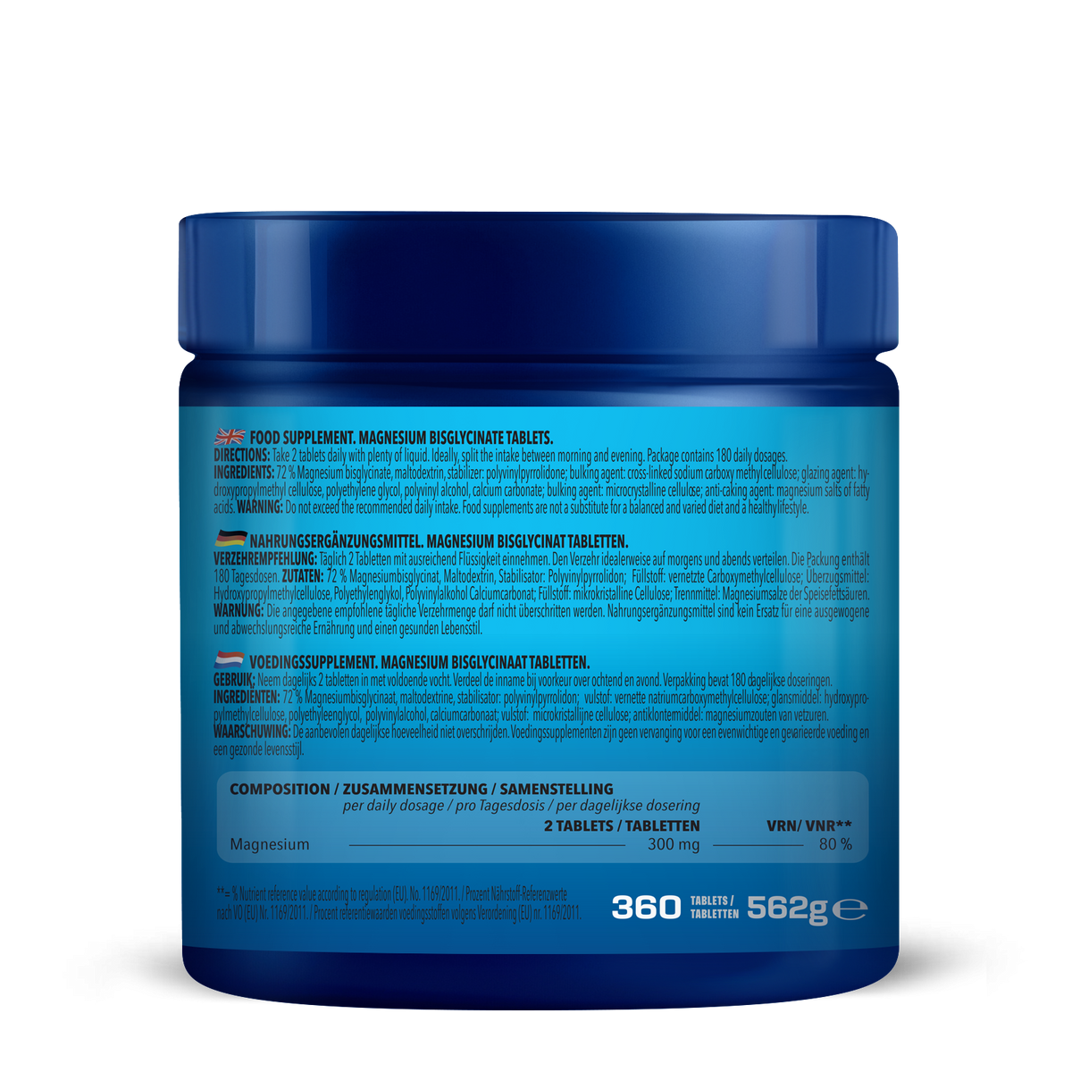 100% Magnesium Bisglycinat (360 Tabletten)