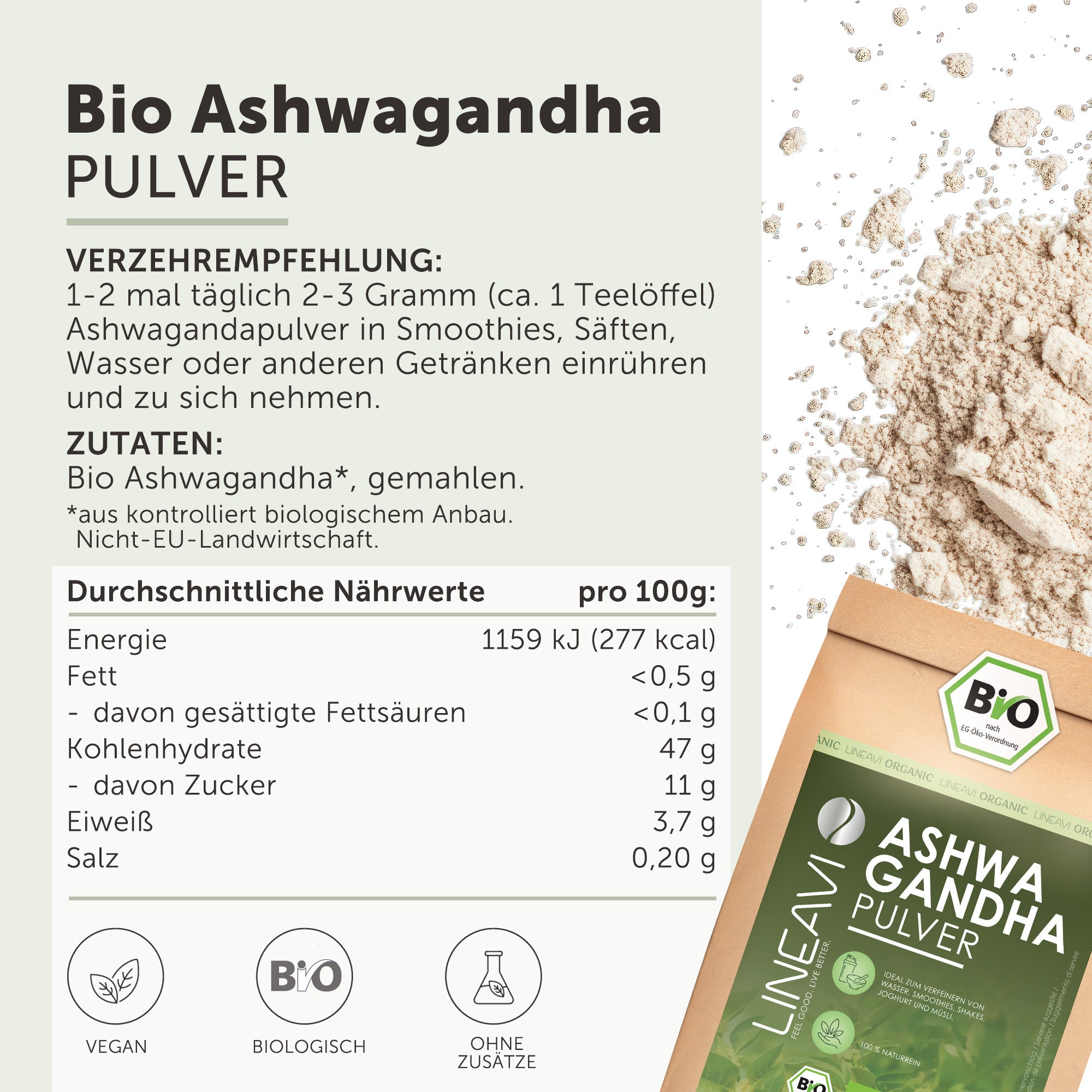 Bio Ashwagandhapulver (1000g)