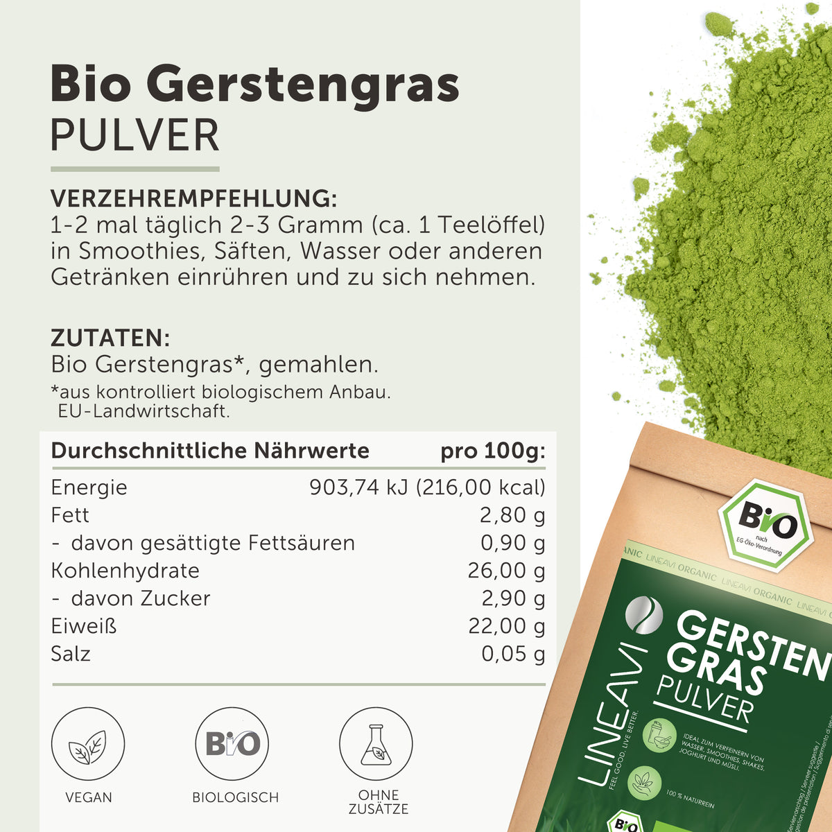 Bio Gerstengraspulver (1000g)