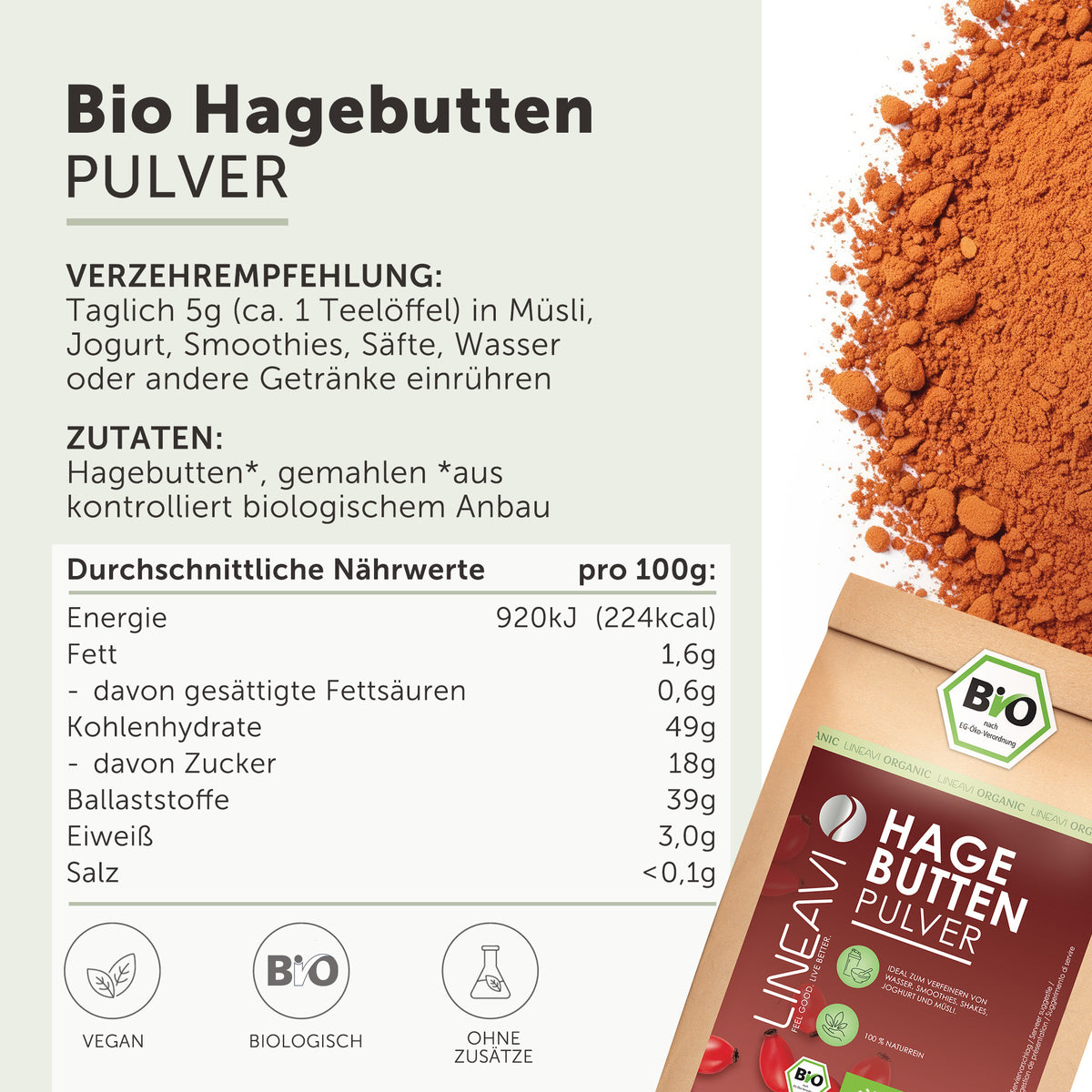 Bio Hagebuttenpulver (1000g)