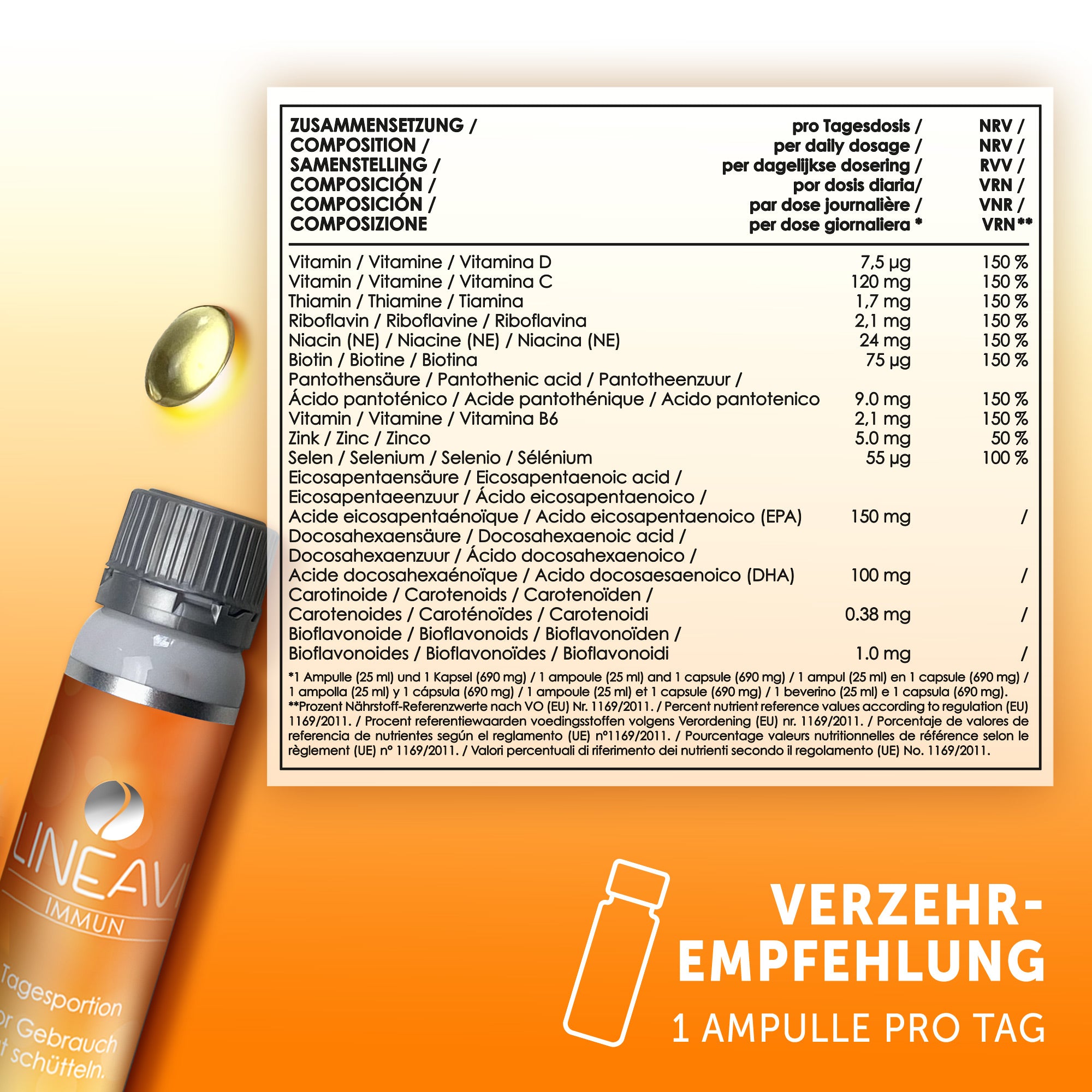 Immun (30x25ml Trinkfläschchen + 30 Omega 3 Kapseln)
