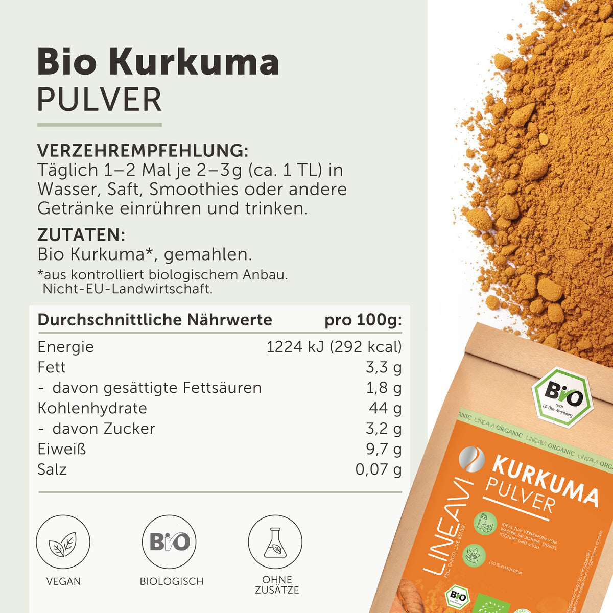 Bio Kurkumapulver (1000g)