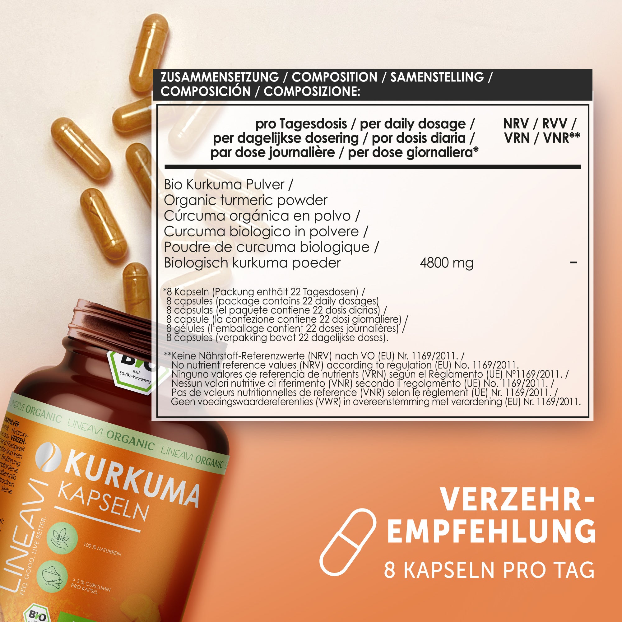 Bio Kurkuma Kapseln (180 Kapseln)