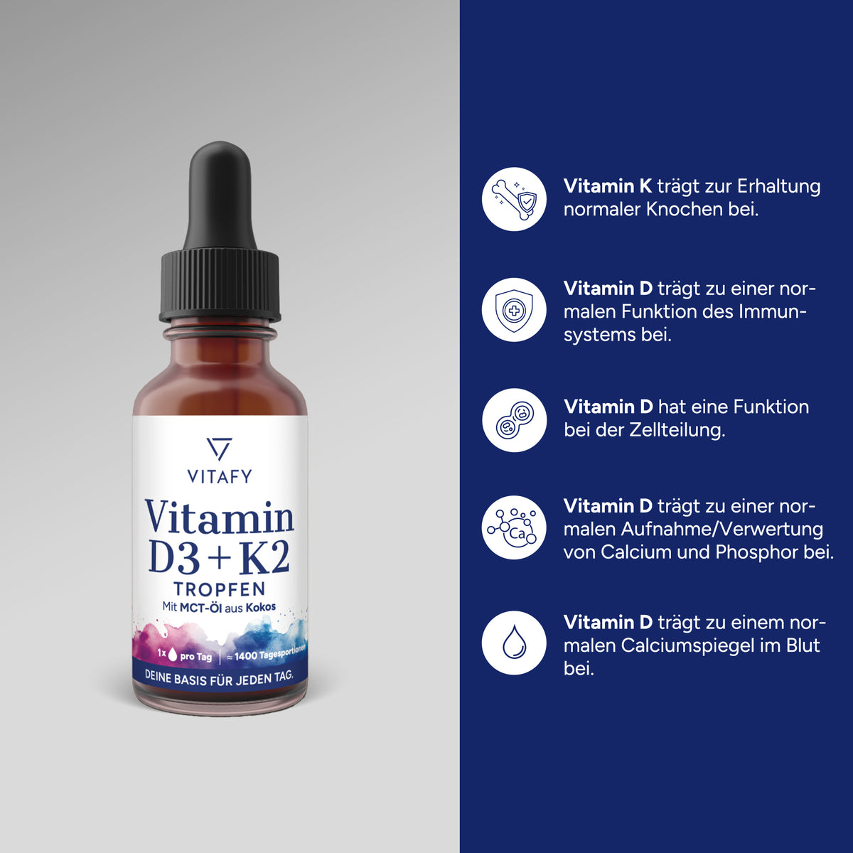 Vitamin D3 + K2 Öl Tropfen (50ml)