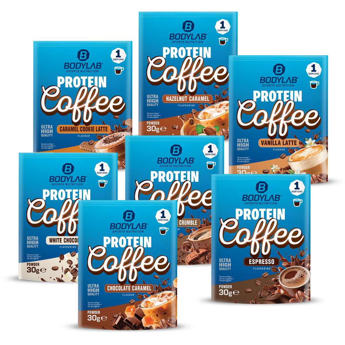 Protein Coffee Probierbox (8 Proben je 30g)