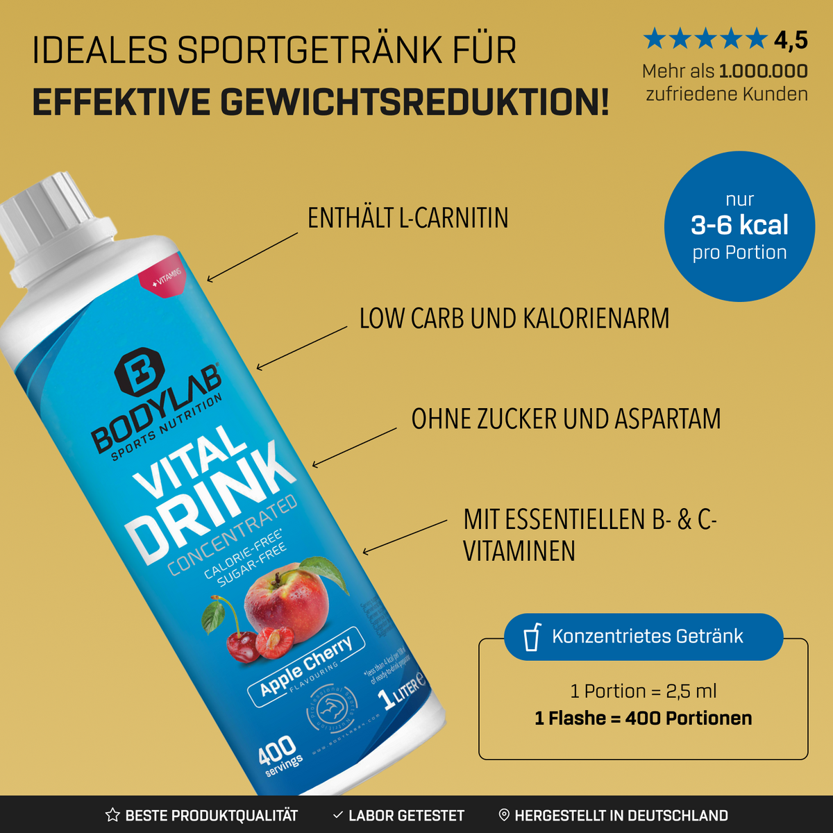 Vital Zero Drink (1000ml) Apfel-Kirsch