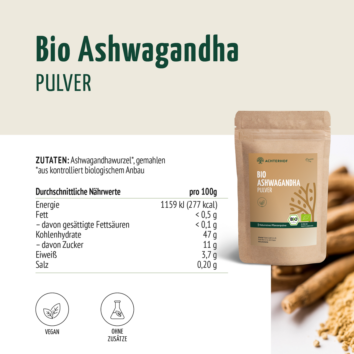 Ashwagandha Pulver Bio (500g)