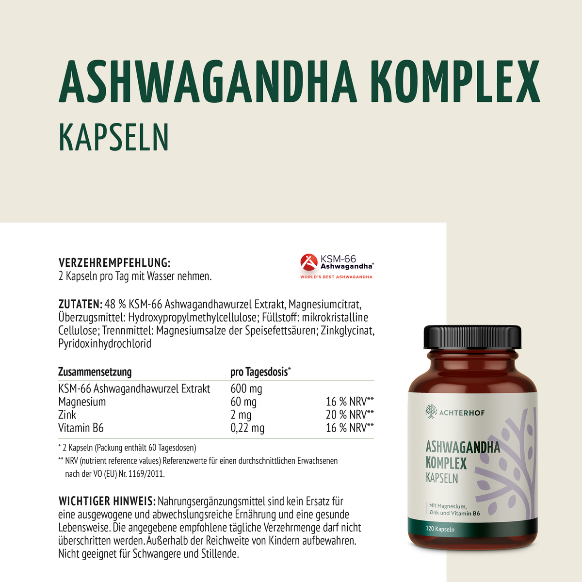 Ashwagandha Komplex (120 Kapseln)