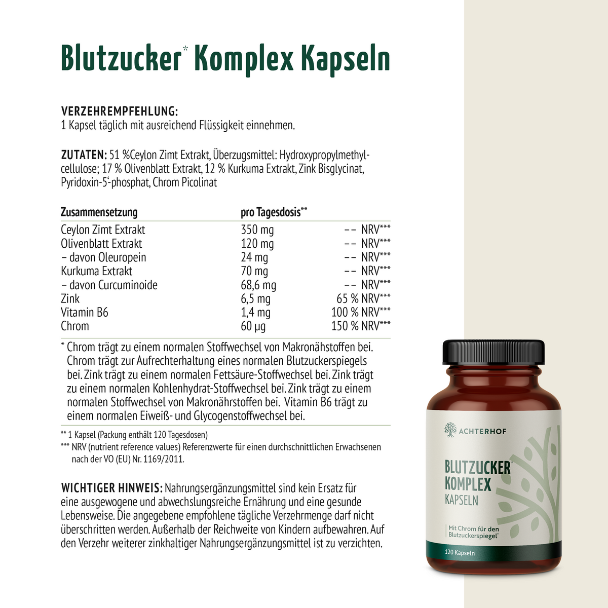 Blutzucker Komplex (120 Kapseln)
