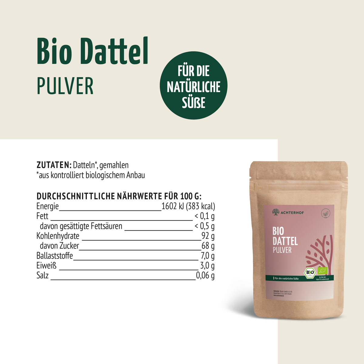 Bio Dattel Pulver (100g)