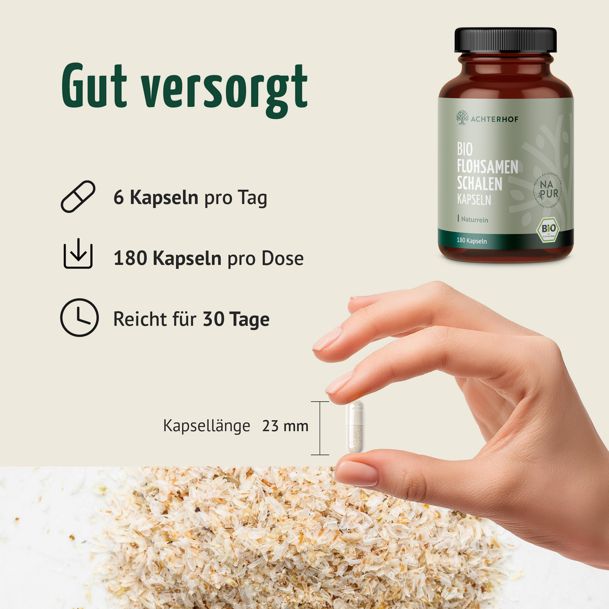 Flohsamenschalen Kapseln Bio (180 Kapseln)